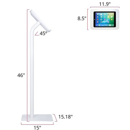 Elevate Ii Floor Stand Kiosk for iPad 10.2, 9th/8th/7th Gen. White KAA111W